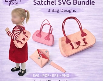 Valentines Day Card Holder Mini Satchel and Small Satchel SVG Bundle Digital Sewing Pattern Cricut Cut Files Printable PDF