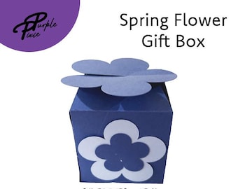 Spring Flower Box SVG | Cricut Gift Box Cut File | Letter Size Cardstock Box | Floral Closure | Tulip & Flower Decor