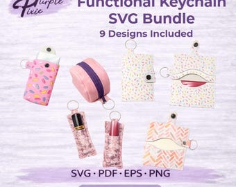 Schlüsselanhänger SVG Bundle Funktionale Schlüsselanhänger Kleenex Halter Lippenbalsam Halter Kartenhalter Mäppchen Digitaler Download