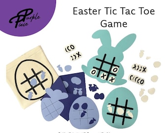 Easter Tic Tac Toe SVG | Kids Easter Game | Bunny Egg Tic Tac Toe | Cricut & Silhouette Cut File