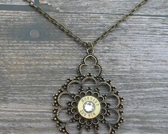 Antique Brass Bullet Pendant Necklace