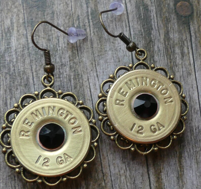 Brass Shotgun Shell Earrings With Swarovski Crystal Etsy