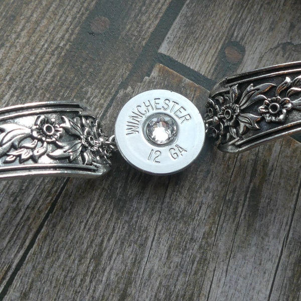 Shotgun 12 Gauge Winchester Bracelet with Swarovski Crystal