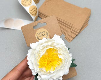 Blank Hair Bow Cards for Hair Clips and Ties, Cardboard Hair Accessory Display Cards, White Kraft Black Hairpin Packaging Holder, 100 pcs