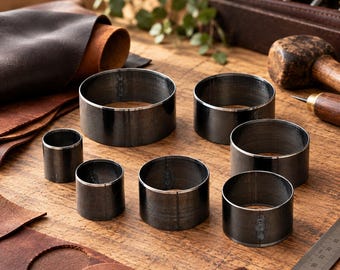 Leather Hole Punch Set 7pcs, Round Circle Steel Cutter Tools 20-50mm, Hollow Punch Kit for Faux Leather Felt Foam, Bow Making Craft Supplies