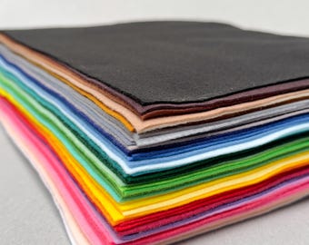 50 Korean Soft Felt Sheets Set 1.2 mm - 50 Colors Eco Polyester Felt Fabric for Craft, DIY Toys, Dolls, Quiet Books, Felt Flowers 22x30 cm