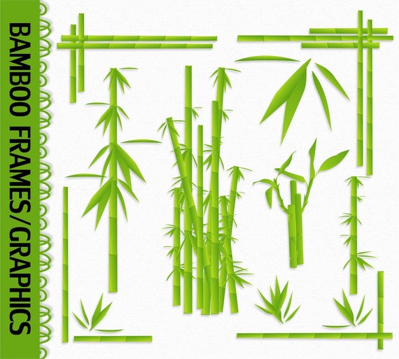 Bamboo Clip Art Graphic Bamboo Shoots Leaves Plant Nature Etsy