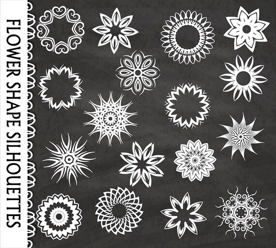 Flower Clip Art Graphic Silhouettes Nature Flowers Clipart Etsy