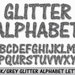 Silver Black Grey Glitter Alphabet Clip Art Graphic Letters Clipart ABC Scrapbook Digital Download Transparent PNG Commercial Use
