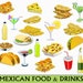 Mexican Food & Drinks Clip Art Graphic Mexico Clipart Scrapbook Taco Margarita Deer Digital Download Transparent PNG Vector Commercial Use