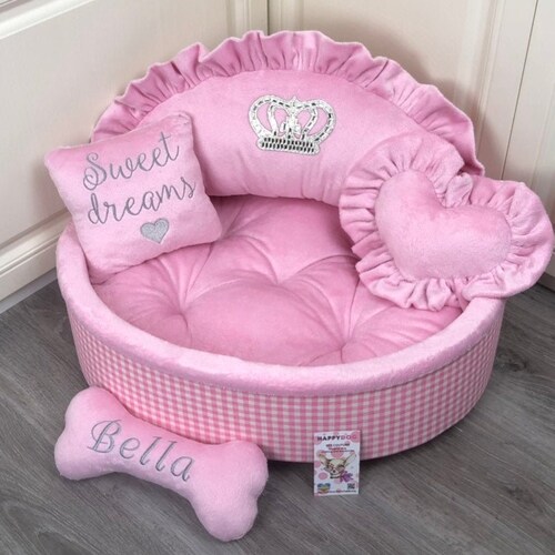 Baby Pink and Gray Designer Dog Bed Princess Dog Bed Custom Etsy