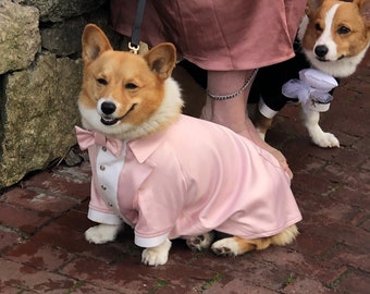 Blush pink wedding dog tuxedo  Custom dog suit Pink dog suit Luxury dog outfit Custom dog suit Birthday dog costume Dog wedding attire