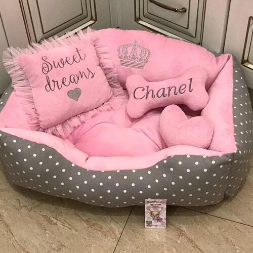 Pink and Gray Luxury Dog Bed Designer Pet Bed Cat Bed Custom Etsy