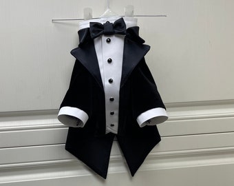 Black velvet wedding dog tuxedo Formal dog suit French bulldog suit Luxury dog outfit Custom dog suit Birthday dog costume Dog wedding