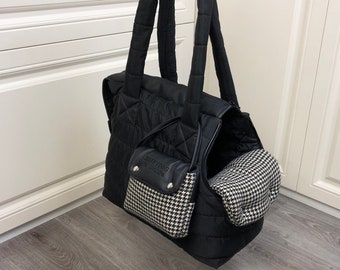 Luxury Black Waterproof Dog Carrier: Small Dog Bag, Custom Pet Name