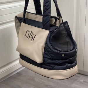 Black and Beige Personalized Dog Carrier Winter Dog Bag Puppy Carrier Waterproof Dog Carrier Small Dog Carry on Bag Customized Pet Carrier Etsy