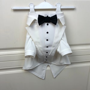 Ivory dog tuxedo Custom french bulldog suit Formal dog tuxedo Custom made dog suit White tuxedo for dog Birthday dog costume Bespoke dog tux