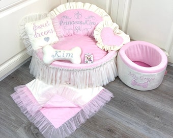 Baby Rosa Und Elfenbein Prinzessin Bett Personalisierte Hund Etsy