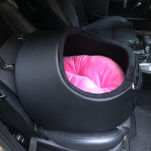 Zwarte faux lederen hond autostoel Rijden kit voor hond Designer hond autostoel Luxe hond bed voor reizen Aangepaste hond autostoel