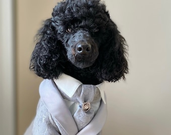 Grey designer dog tuxedo Poodle tuxedo Dog wedding attire Formal dog suit Luxury dog suit Birthday dog Custom made dog tux