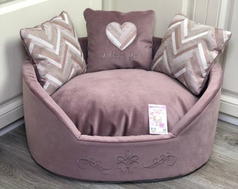 Dusty pink luxury dog bed  Customized princess dog bed for dog Designer pet bed Cat bed Support Ukraine designer dog bed