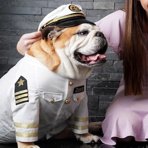 Custom Sailor Captain Dog Coat: Handmade Nautical Pet Costume