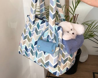 Luxury designer dog carrier Blue summer bag for small dog bag Puppy bag Birthday dog carrier Cotton dog bed Limited edition dog bag