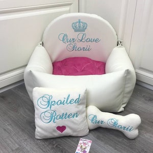 Crème en roze hondenautostoeltje Crème en mint autostoeltje voor hond Luxe hondenmand voor op reis Autostoeltje op maat