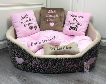 Cheetah and pink personalized princess dog bed Designer leopard pet bed Cat bed Personalized dog bed Customized dog bed Birthday dog
