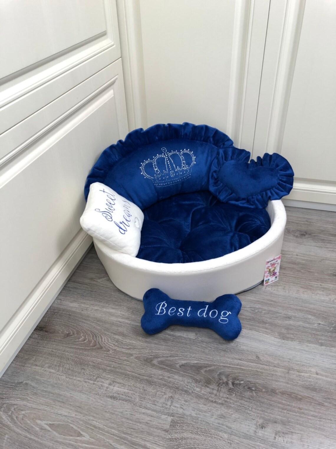 Navy Blue and Ivory Designer Dog Bed Prince Dog Bed Princess Etsy