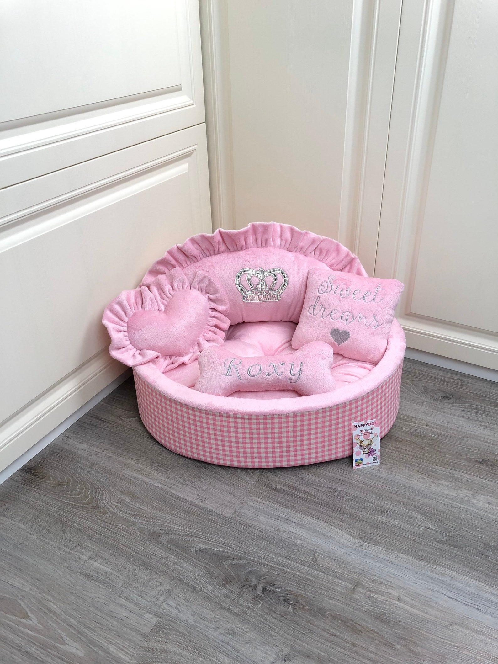 Baby pink princess dog bed Personalized dog bed Designer Etsy