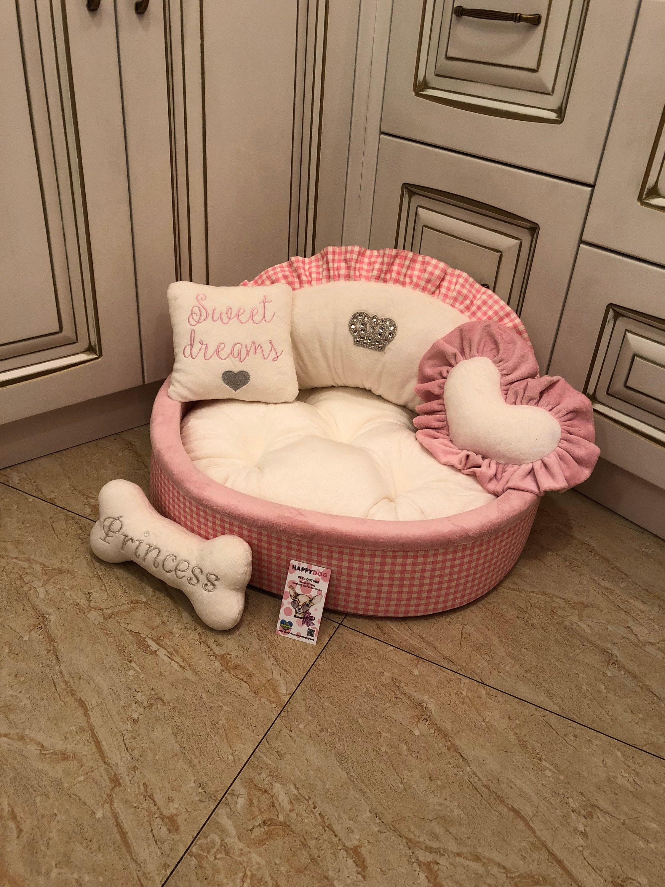 Baby Pink Princess Pet Bed Personalized Dog Bed With Tulle -  Hong Kong