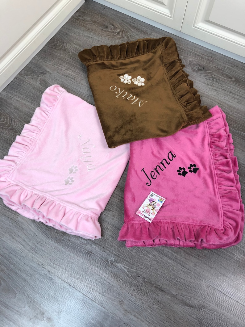 Bright pink blanket for dog Pink and black puppy blanket with Etsy