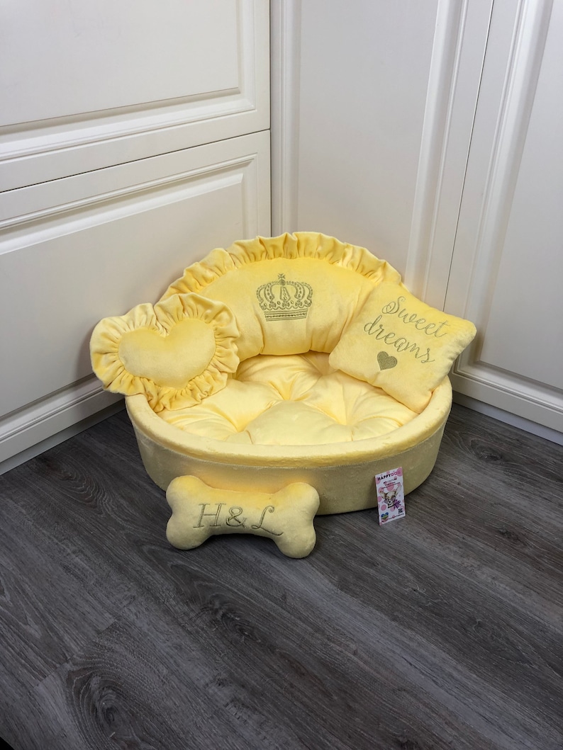 Luxury Yellow Designer Dog Bed Princess Puppy Bed Personalized Etsy