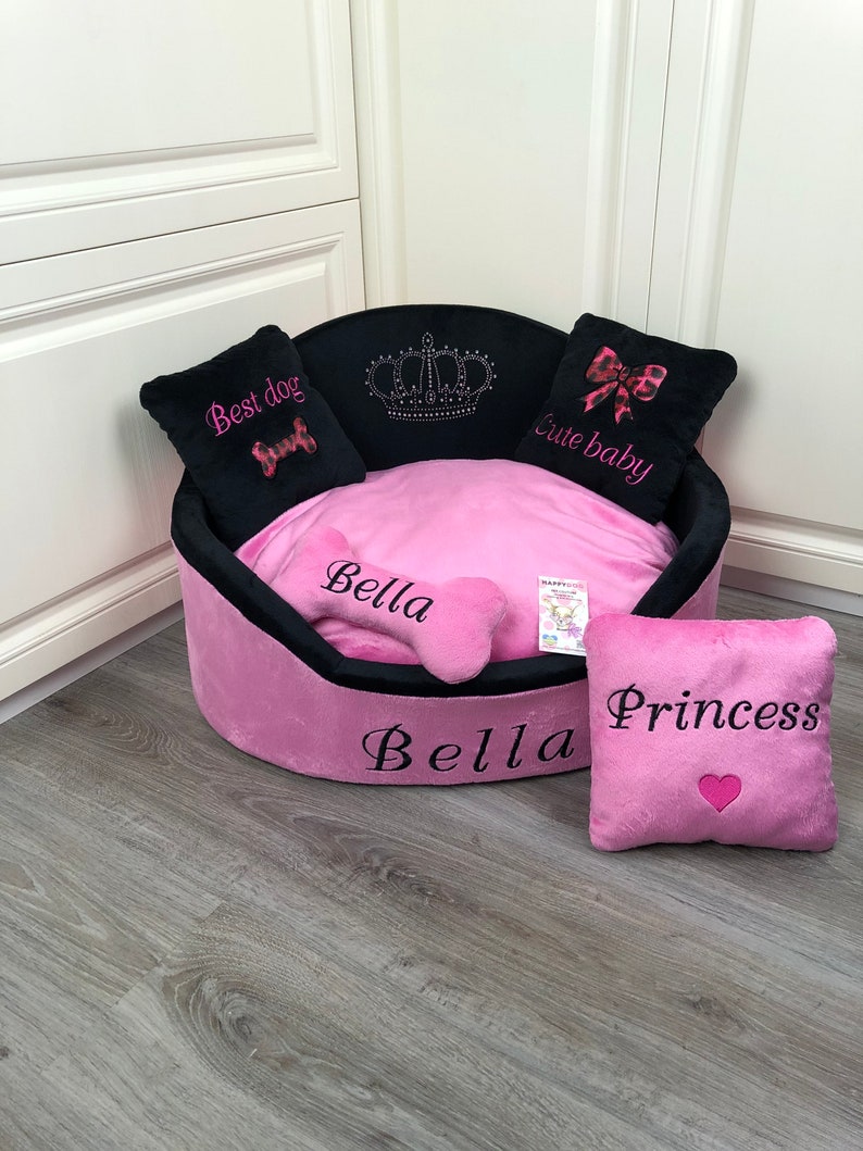 Black and Pink Luxury Princess Dog Bed Designer Pet Bed Cat Etsy