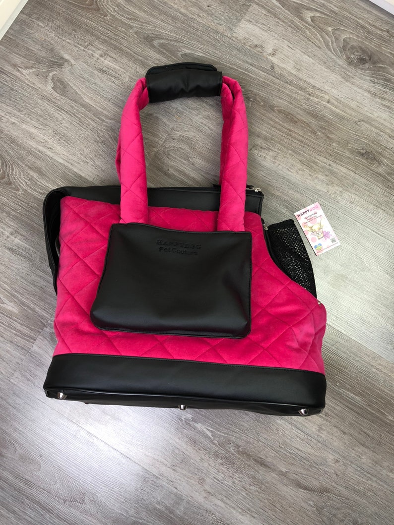 Fuchsia and Black Designer Dog Bag Black and Pink Luxury Dog Etsy