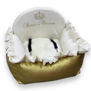Zwart en roze hondenautostoeltje Luxe roze autostoeltje Designer hondenautostoeltje Luxe hondenmand voor op reis Gepersonaliseerd autostoeltje voor hond