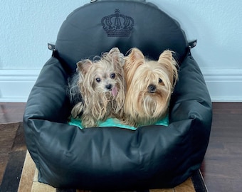 Black and mint luxury dog car seat Driving kit for dog Designer dog car seat Luxury dog bed for traveling Customized dog car seat Dog gift