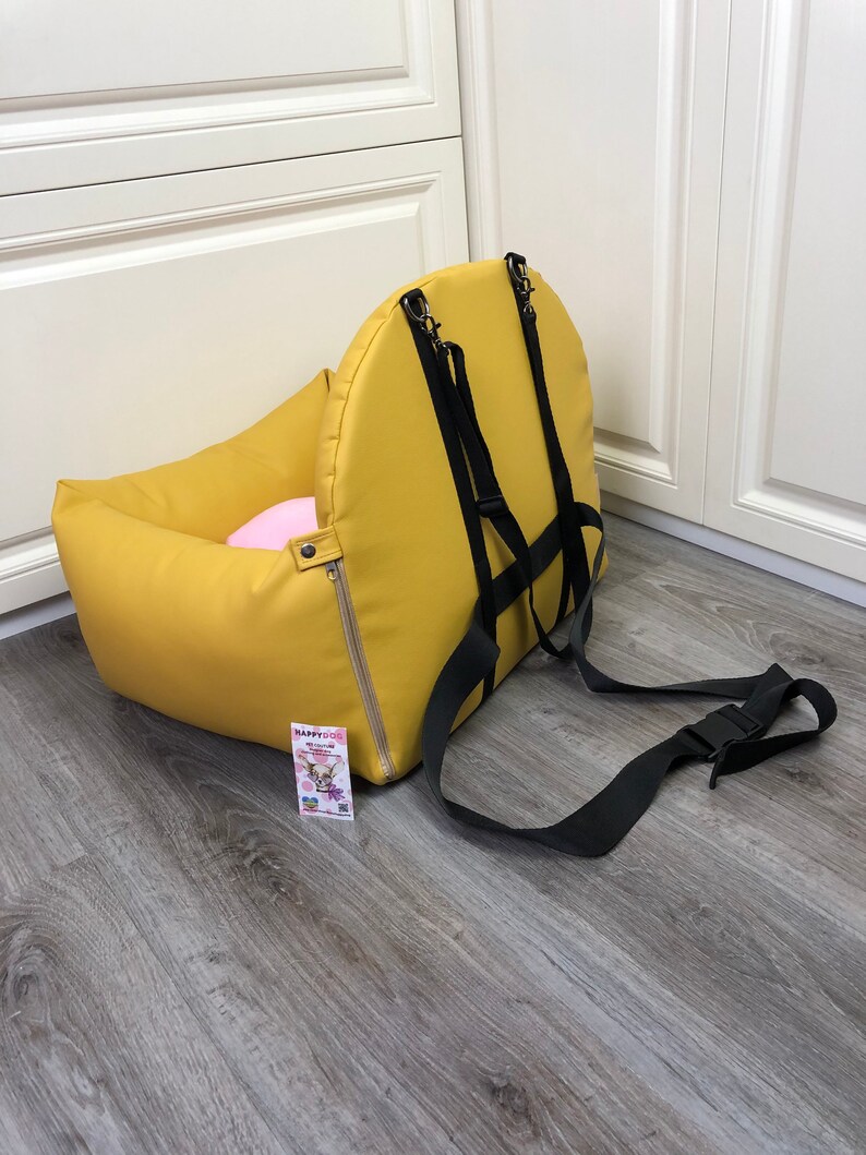Dog Car Seat in Canary Eco Leather Luxury Yellow Driving Kit Etsy