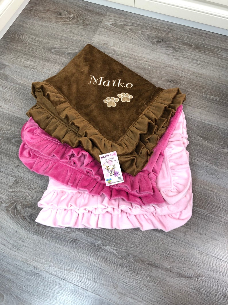 Bright pink blanket for dog Pink and black puppy blanket with Etsy