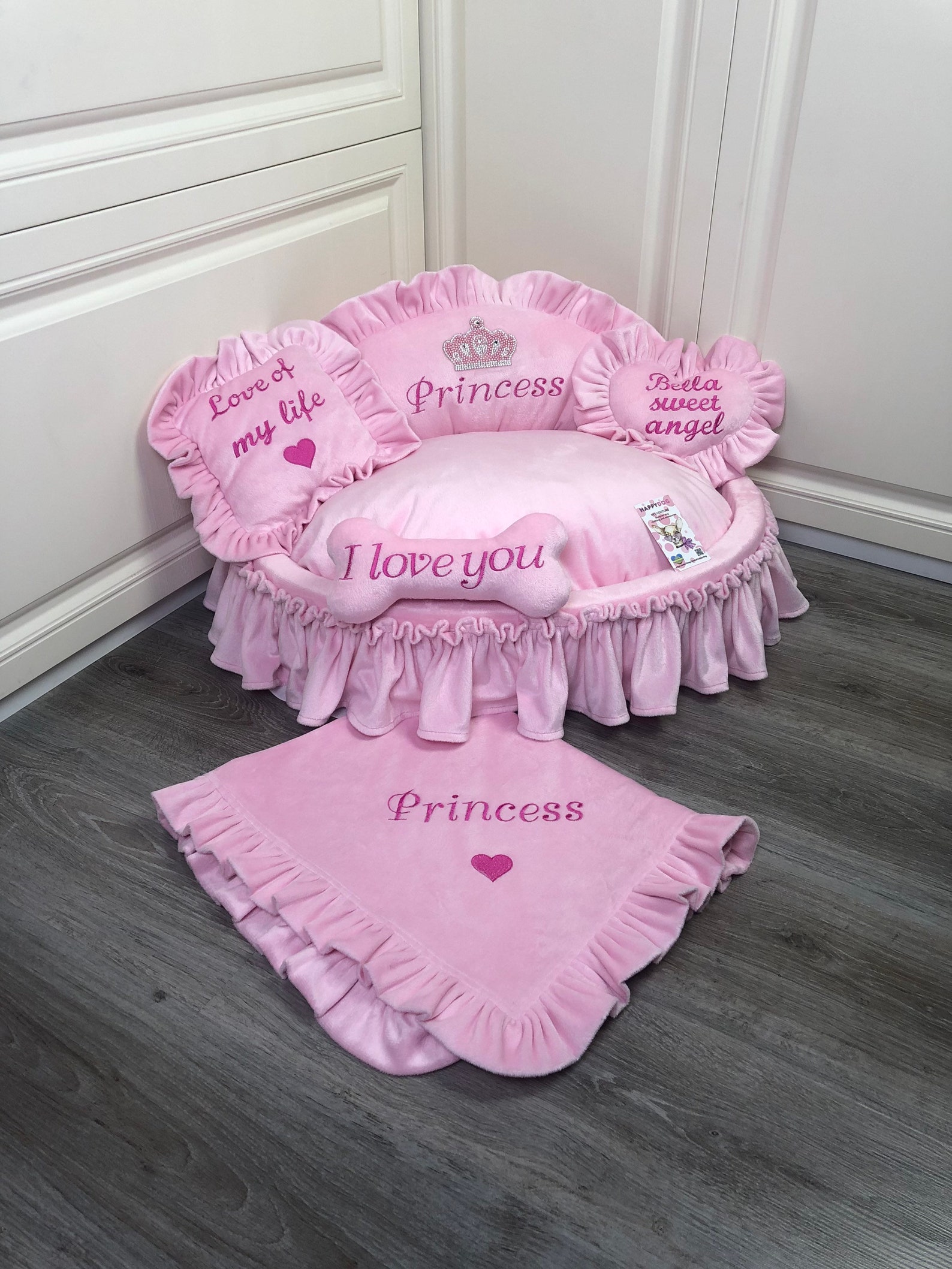 Baby Pink Personalized Luxury Dog Bed Princess Dog Bed Etsy