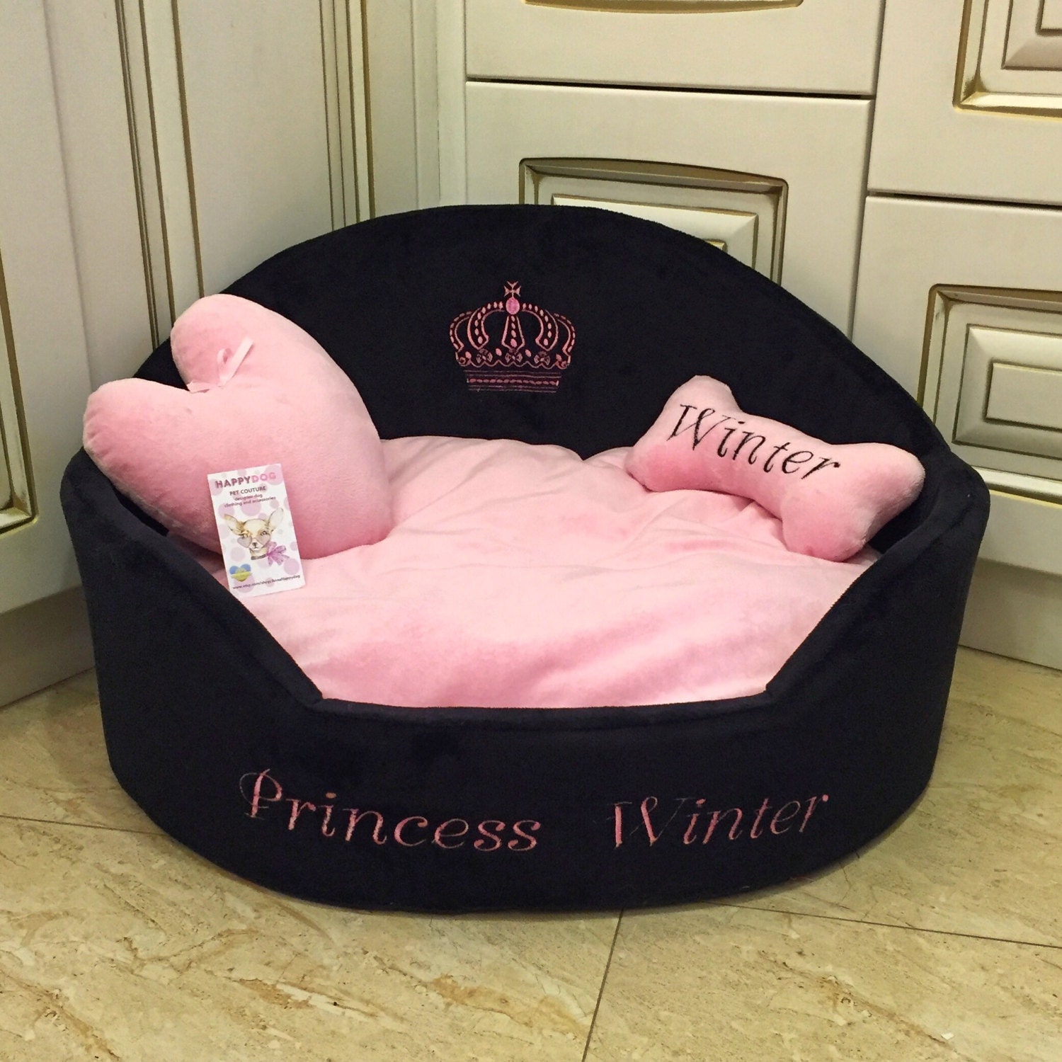 Gorgeous Princess Pink Double Size Dog Bed Handmade