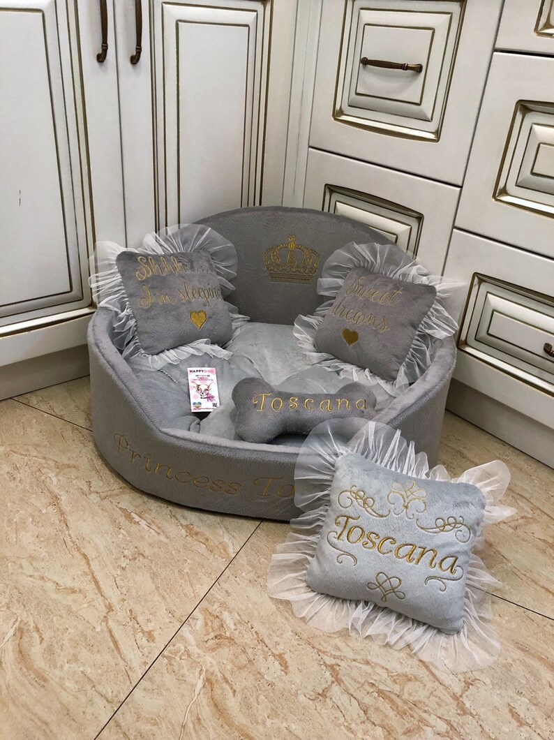 Gray tufted dog bed Luxury dog bed Grey bed for dog Designer Etsy