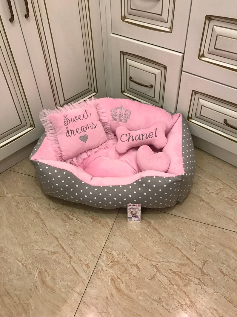 Baby Pink and Gray Designer Dog Bed Princess Dog Bed Custom Etsy UK