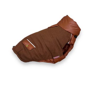 Rust Wool-Blend Dog Vest with Faux Fur Collar – Cozy & Chic for Cold Weather