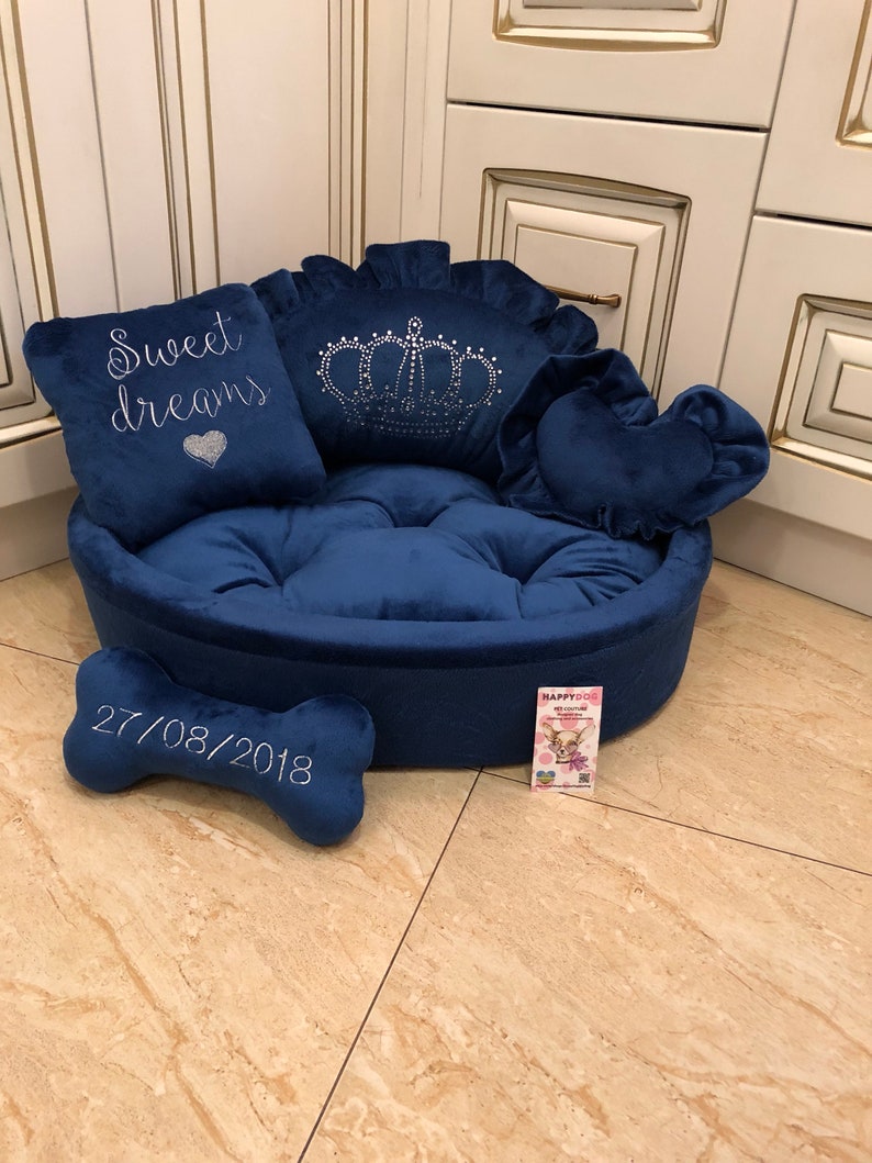 Navy Blue Designer Dog Bed Prince Dog Bed Princess Go Bed Etsy