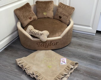 Brown and beige royal dog bed  Designer pet bed Cat bed Custom made dog bed Personalized dog bed Dog house in beige and brown Luxury bed