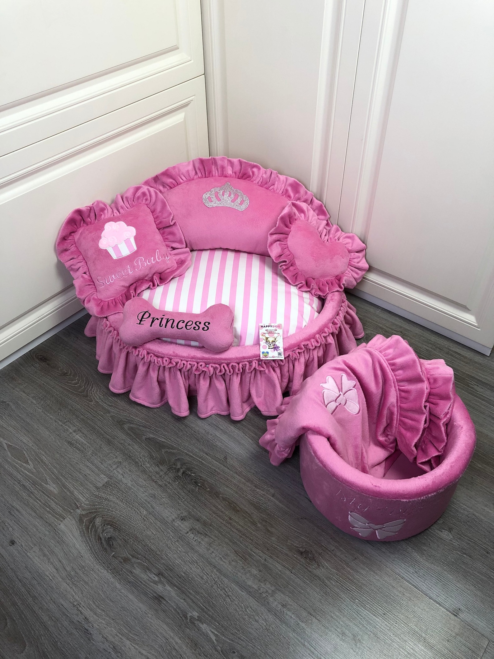 Pink Luxury Princess Dog Bed Personalized Dog Bed Designer Pet Etsy