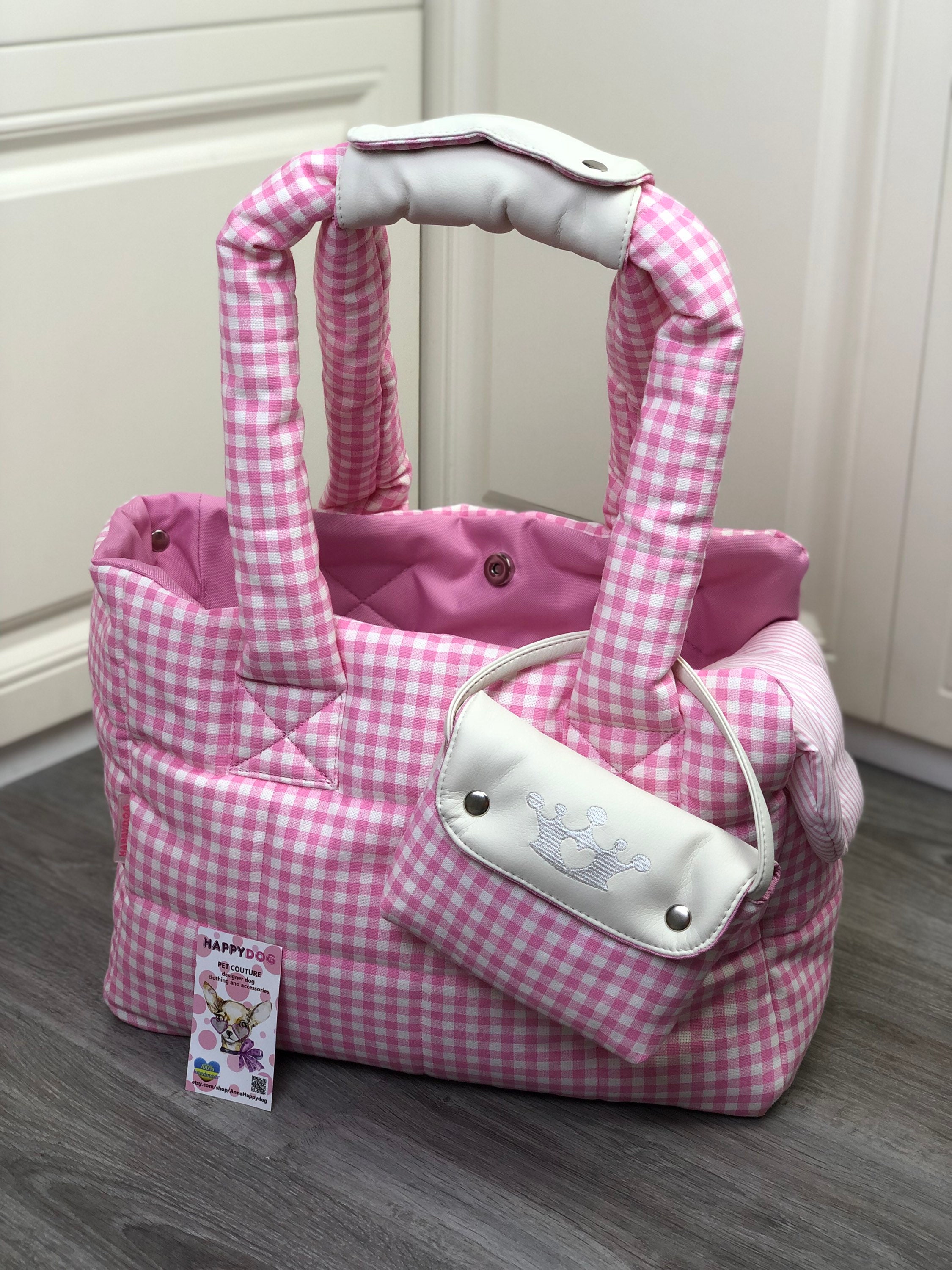 Baby pink and cream dog carrier Princess dog carrier Custom | Etsy