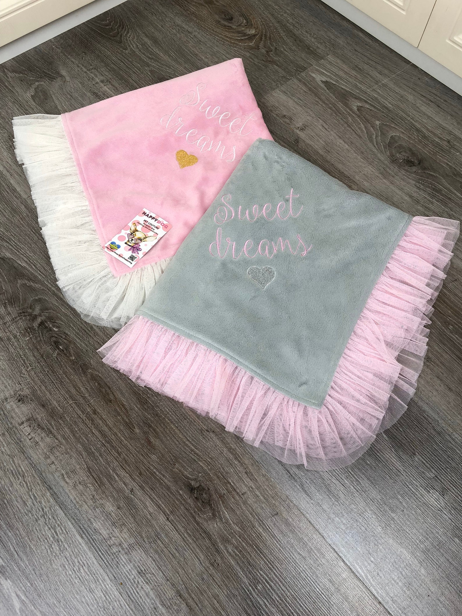 Baby pink blanket for dog Gray and pink puppy blanket Puppy Etsy